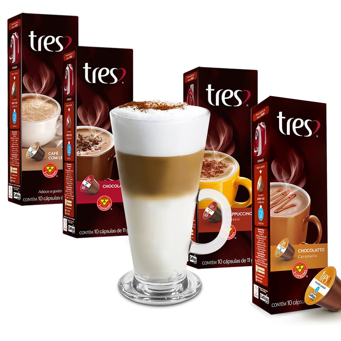 Café Fácil - Kit 40 Cápsulas Três Corações + 1 Taça de Café 250ml