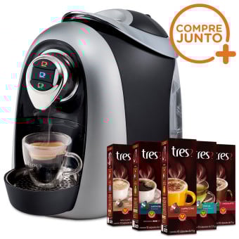 Cafeteira Expresso Três Corações Modo Preta 110v + 50 Cápsulas