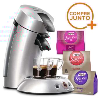 Kit Cafeteira Expresso Philips Senseo 110v Prata + 3 tipos de Sachês