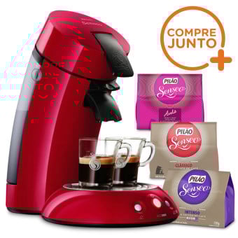 Kit Cafeteira Expresso Philips Senseo 110v Vermelha + 3 tipos de Sachês