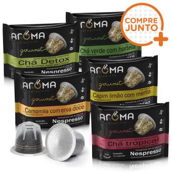 Kit Cápsulas de Chá Compatíveis com Nespresso Aroma - 50 un.