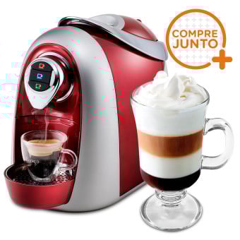 Cafeteira Expresso Três Corações Modo Vermelha 110v + 1 Taça de Café 250ml