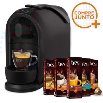 Cafeteira Expresso Três Corações Mimo Automática Preta 110v + 50 Cápsulas