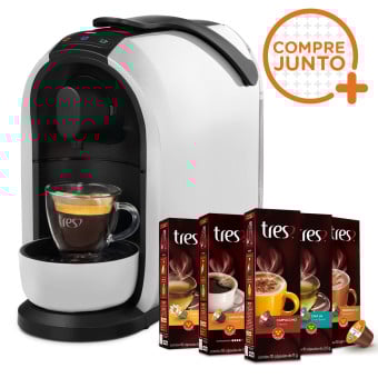 Cafeteira Expresso Três Corações Mimo Automática Branca 110v + 50 Cápsulas