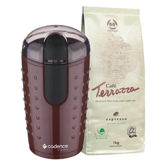Moedor de Café Di Grano + Café Expresso em Grãos Terrazza 1kg