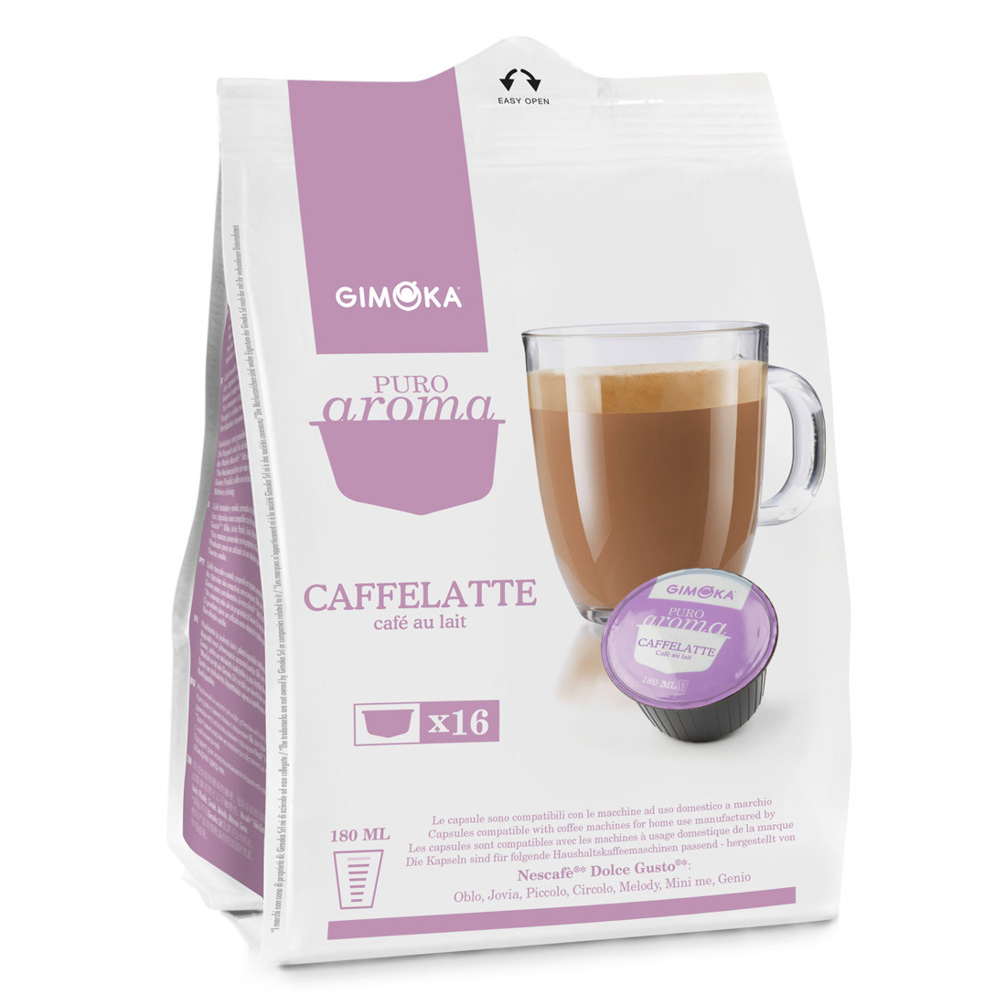 Cápsulas Compatível Dolce Gusto Caffe Latte Gimoka - 16 un