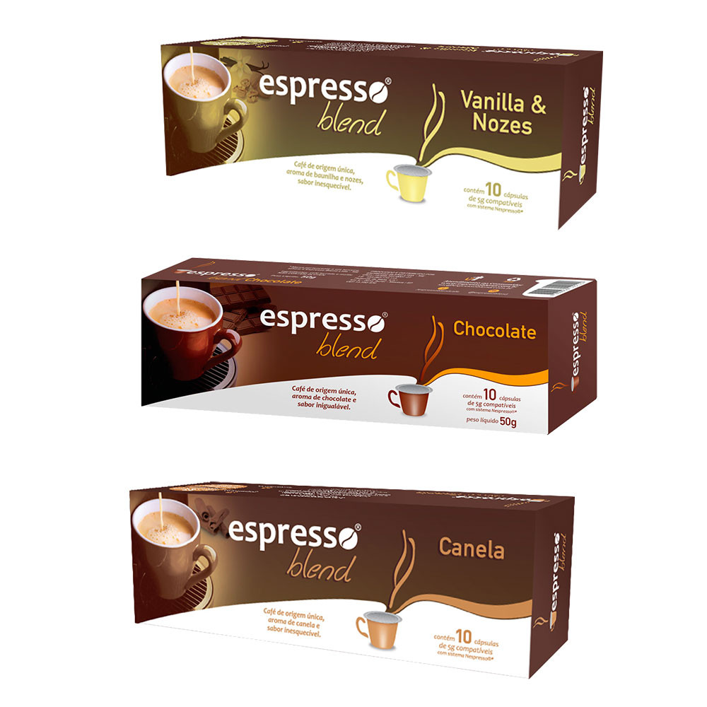 Capsulas de café compativeis Nespresso Espresso Blend Sabores - 30 Cápsulas