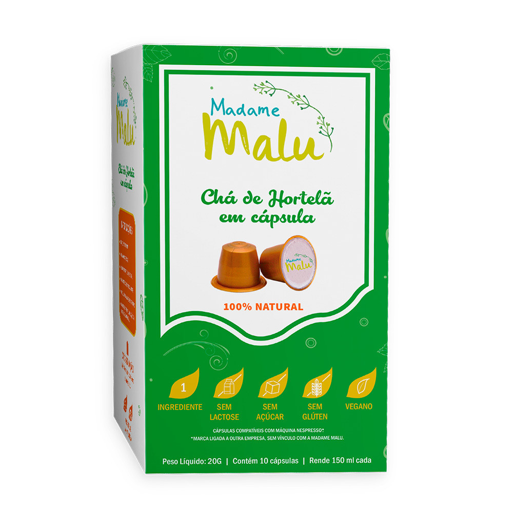 Cápsulas de Chá Hortelã Madame Malu - Compatíveis com Nespresso® - 10 un.
