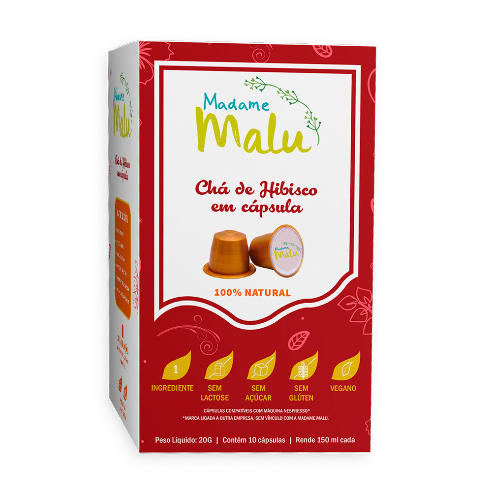 Cápsulas de Chá Hibisco Madame Malu - Compatíveis com Nespresso® - 10 un.