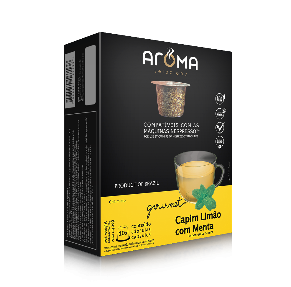 Cápsulas de Chá Compatíveis com Nespresso Capim-Limão com Menta Aroma - 10 un.