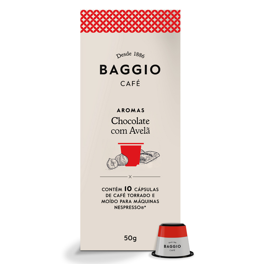 Cápsulas de Café Baggio Aromas Chocolate com Avelã - Compatíveis Nespresso ® - 10 un.