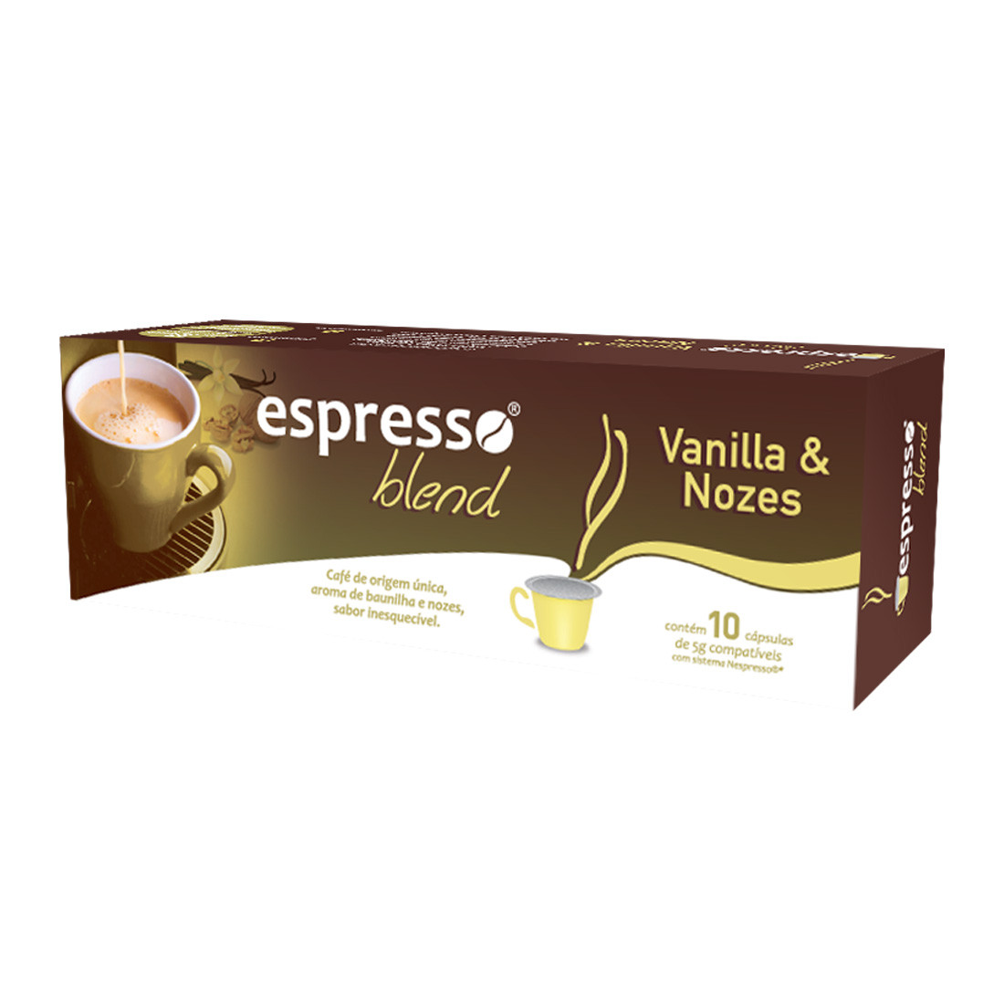Cápsulas de Café Compatíveis com Nespresso Espresso Blend Vanilla e Nozes