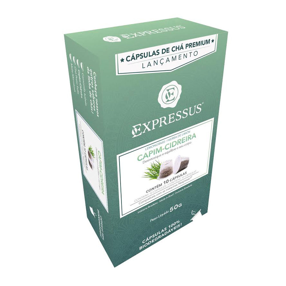 Cápsulas de Chá Expressus Capim - Cidreira - Compatíveis com Nespresso® - 10 un.