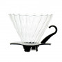 Coador para Café em Vidro V60 Transparente com Preto - Tamanho 02