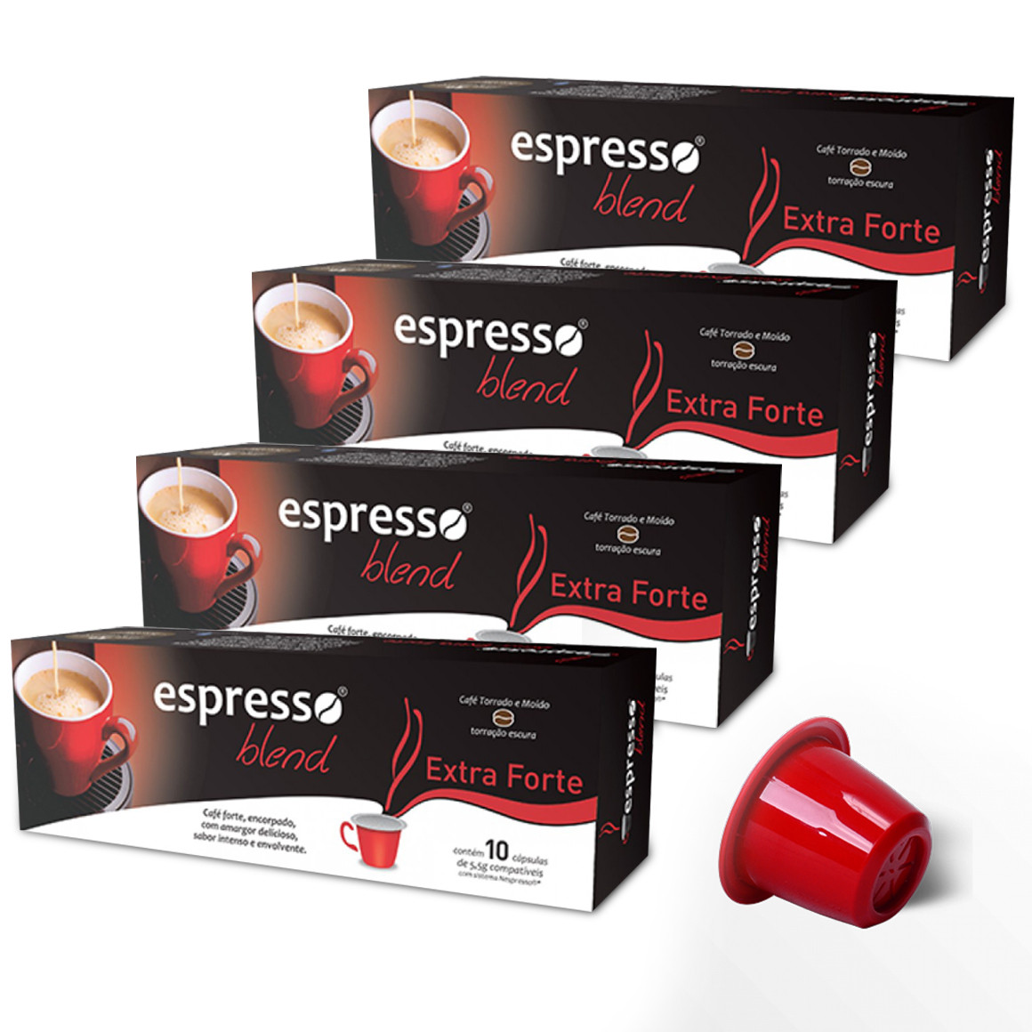 Kit Cápsulas de Café Compatíveis com Nespresso Espresso Blend Extraforte - 40 un.