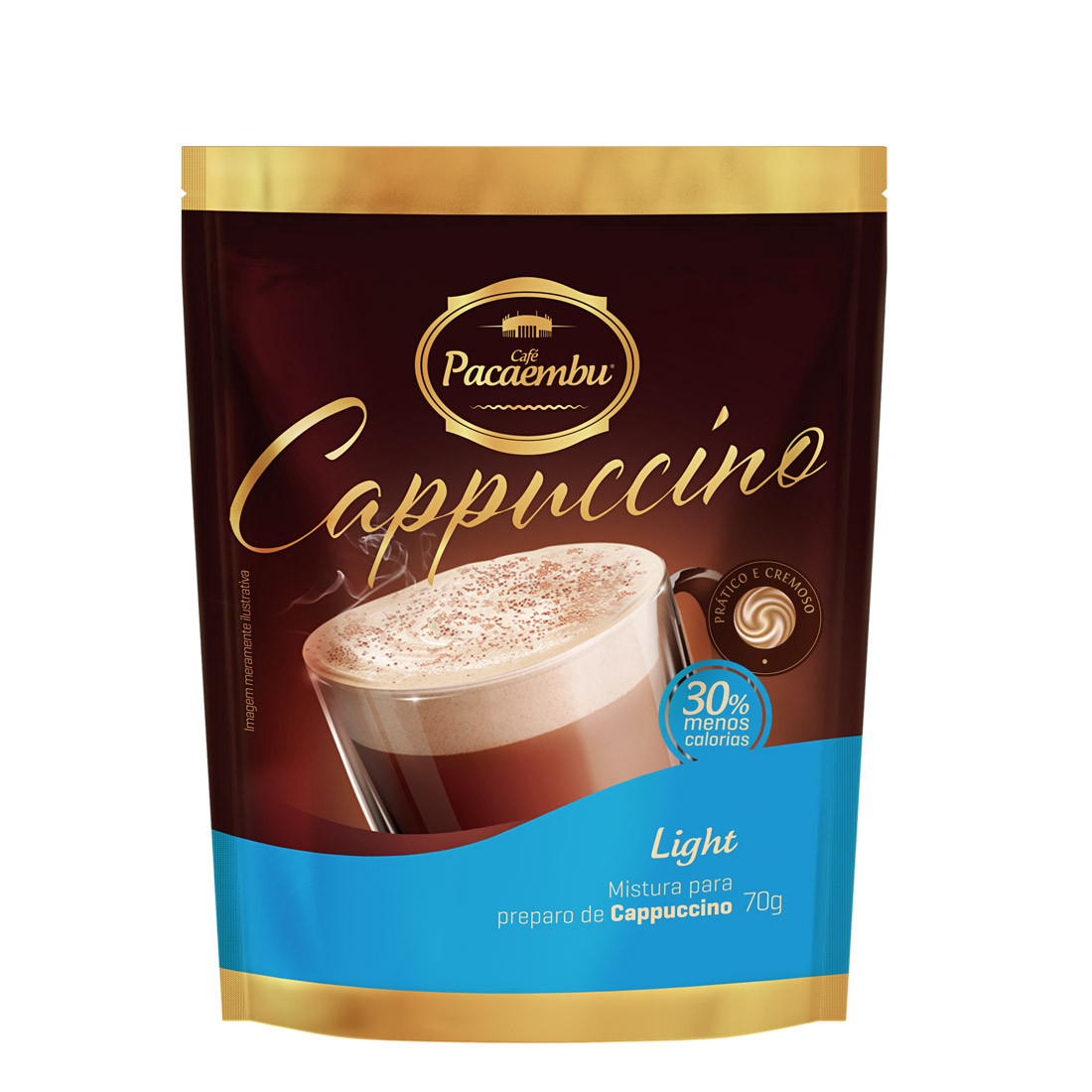 Cappuccino Solúvel Light Pacaembu Sachês 100g - 24 un
